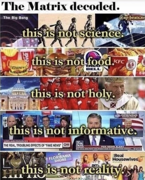 championship - The Matrix decoded. The Big Bang .no this is not science. this is not food.Kfc Bell 2 this is not holy. Se Openind this is not informative Sellablesources The Real, Troubling Effects Of "Fake News On Floriore Ribama Real . Housewives this i