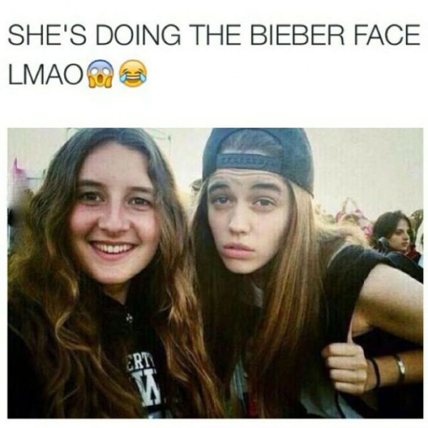 justin bieber making funny faces - She'S Doing The Bieber Face Lmaom