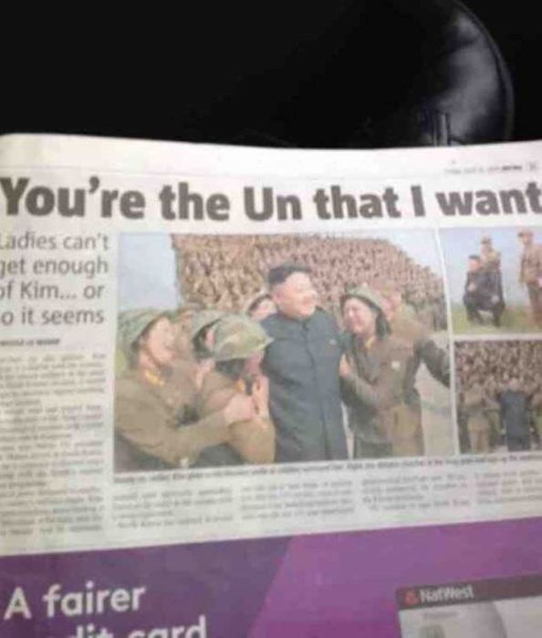 pun newspaper - You're the Un that I want Ladies can't jet enough of Kim... or o it seems A fairer ard