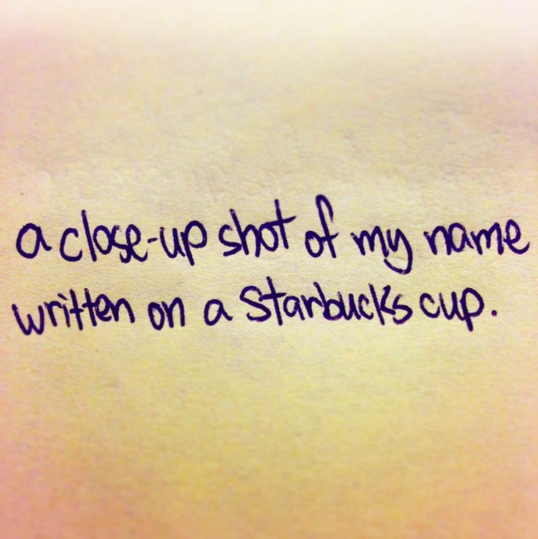 handwriting - a closeup shot of my name written on a starbucks cup.