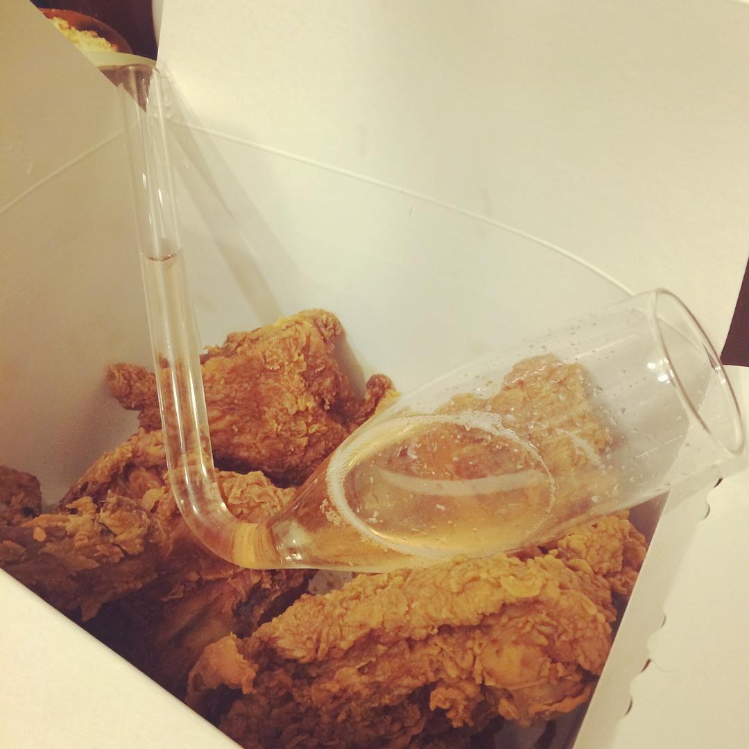 Champagne and fried chicken? Why the fuck not?