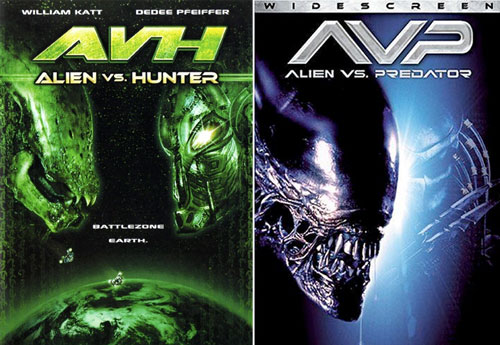 “AVH” borrows many elements from Fox’s movie: the suburban setting, the conflict between a brutal space Hunter and a vicious Alien, humans caught in the middle. The plagiarism is thoroughly apparent, right down to the mockbuster’s title.