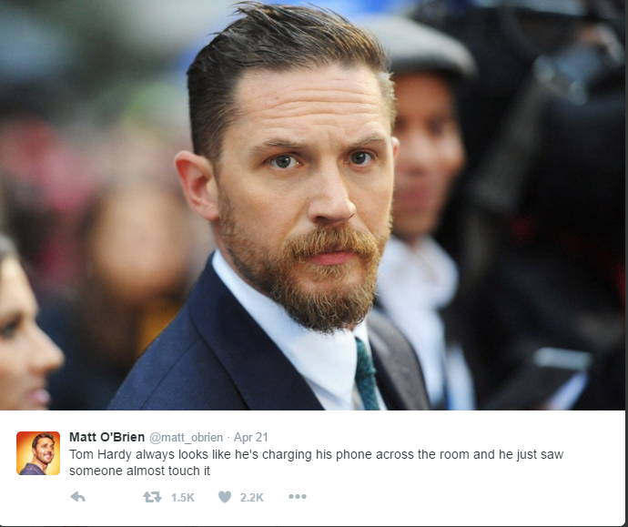 random pic tom hardy 4k - Matt O'Brien matt_obrien. Apr 21 Tom Hardy always looks he's charging his phone across the room and he just saw someone almost touch it 3 1.5