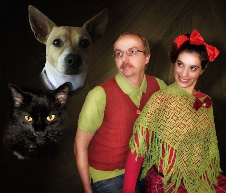 funny family photo with dog