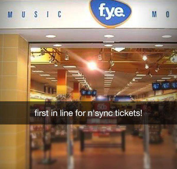 90s snapchat fast food restaurant - Music fye Mo first in line for n'sync tickets!