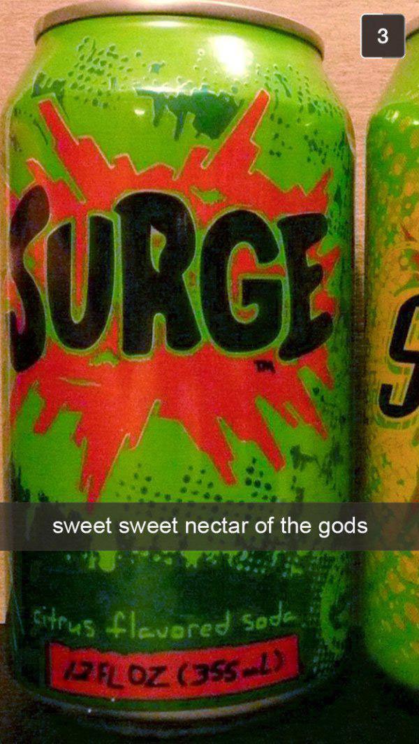 90s snapchat surge - Surge sweet sweet nectar of the gods Citrus flavored sode 2007