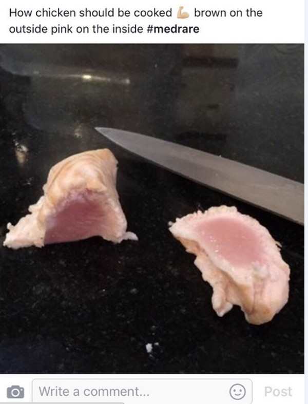 medium rare chicken - How chicken should be cooked brown on the outside pink on the inside o Write a comment... Post