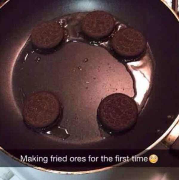 funny food snapchat - Making fried ores for the first time