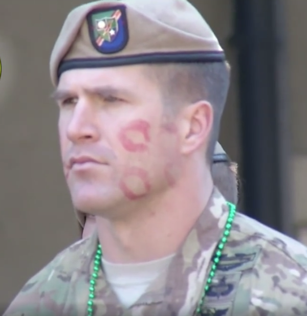 A Ranger from 1st Battalion 75th Ranger Regiment suffers multiple facial wounds during the St. Patrick’s Day parade.