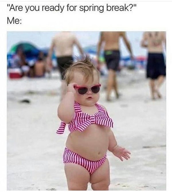 random meme of baby wearing sassy sunglasses at the beach
