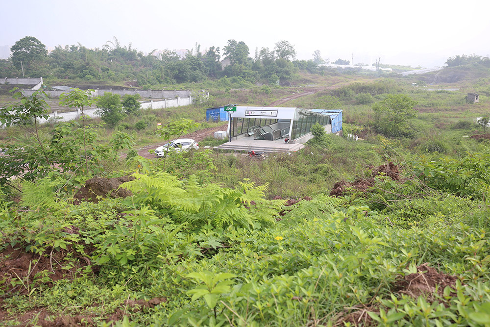 The surroundings are just forests, shrubs and a single house. So not really a logical place to build a metro station.