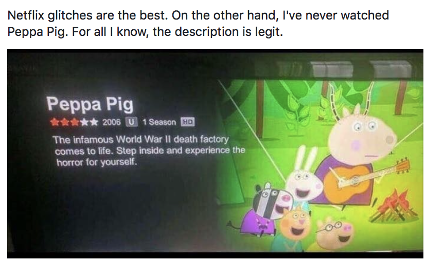 Funny Peppa Pig description on Netflix