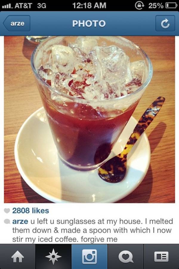 Instagram post making fun of that spoon that looks like the plastic from sunglasses.