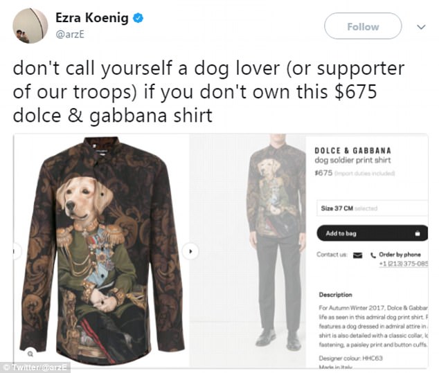 Dog lover shirt that costs $675 by Dolce and Gabbana
