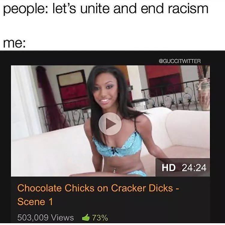 chocolate chicks on cracker dicks meme - people let's unite and end racism me Hd Chocolate Chicks on Cracker Dicks Scene 1 503,009 Views 73%