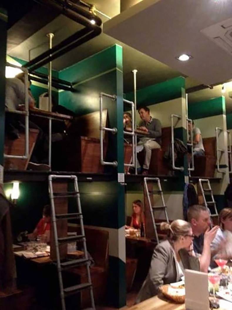 cool pic of restaurant that makes good use of their tall ceilings