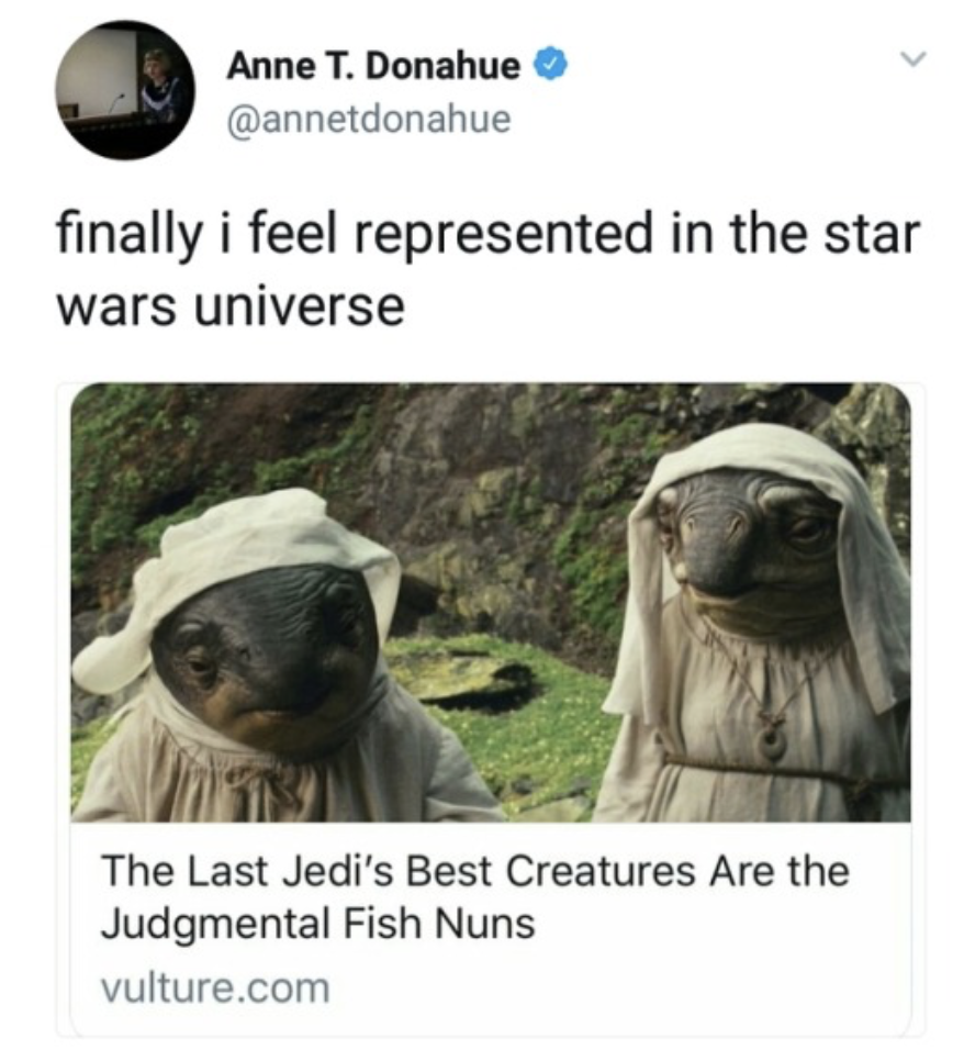 star wars fish nuns - Anne T. Donahue finally i feel represented in the star wars universe The Last Jedi's Best Creatures Are the Judgmental Fish Nuns vulture.com