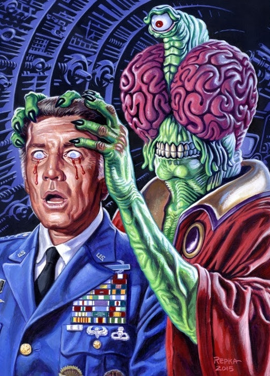 crazy picture of brain alien and the army general