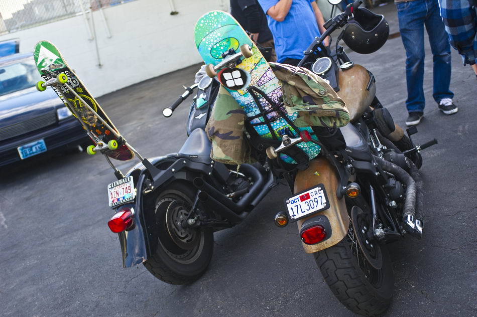 motorcycles with skateboards