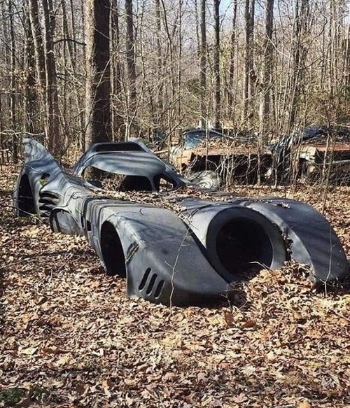 batmobile in forest