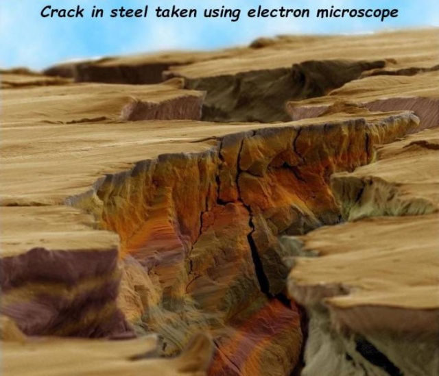 micro crack in steel - Crack in steel taken using electron microscope