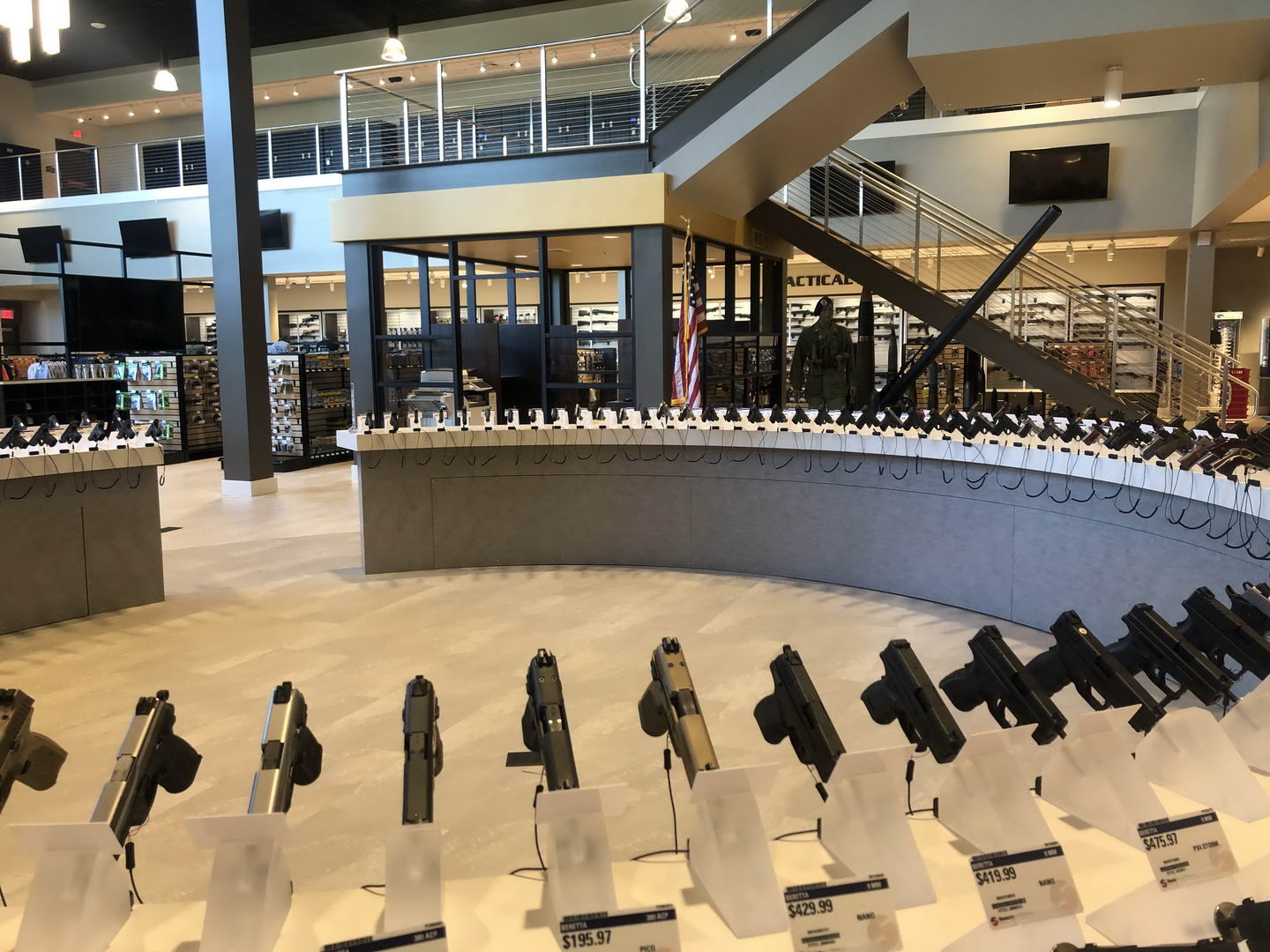 a large circle of guns at a museum