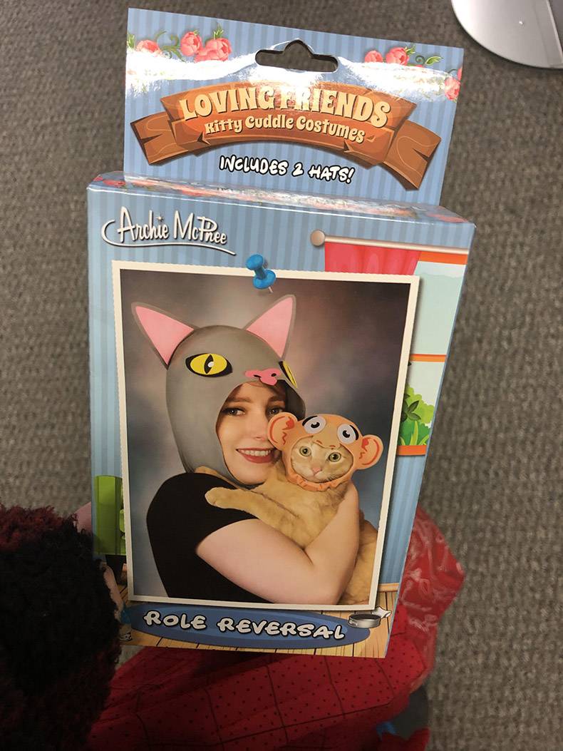 poster - Lovingerjeno Kitty Cuddle Costum Includes 3 Hats! Archie McPhee Role Reversal