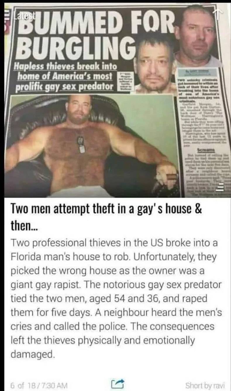 muscle - "Bummed For Burgling Hapless thieves break into home of America's most prolific gay sex predator Two men attempt theft in a gay's house & then... Two professional thieves in the Us broke into a Florida man's house to rob. Unfortunately, they pick