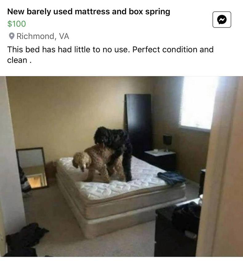 photo caption - New barely used mattress and box spring $100 Richmond, Va This bed has had little to no use. Perfect condition and clean.