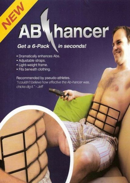The Abhancer: You could spend hours at the gym sculpting that perfect six-pack, or you could just let this device bore strange red lines into your beer belly.