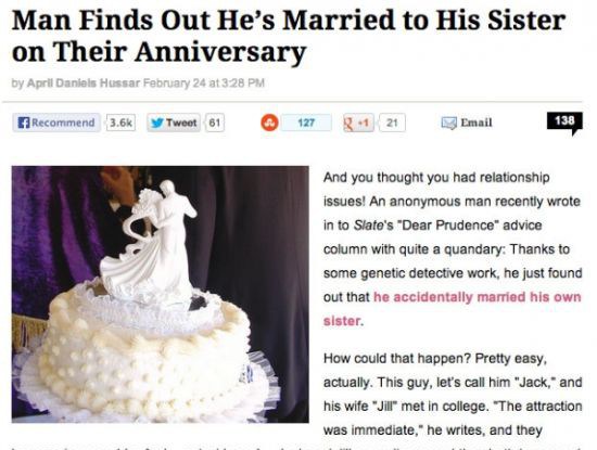 bad luck best cake for mom and dad anniversary - Man Finds Out He's Married to His Sister on Their Anniversary by April Daniels Hussar February 24 at Recommend y Tweet 61 1278 1 21 Email 138 And you thought you had relationship issues! An anonymous man re