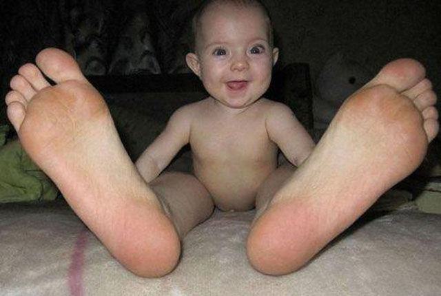 baby with giant feet