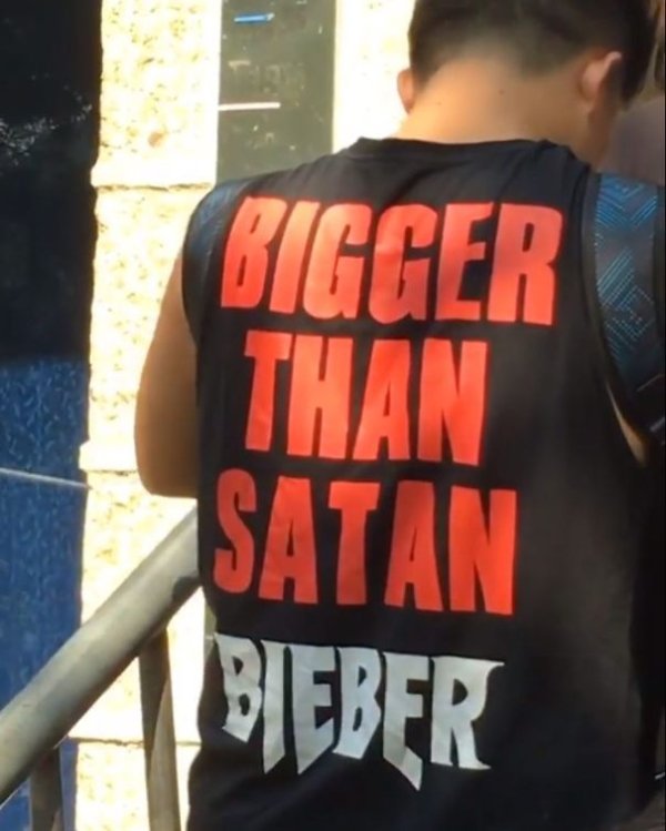 japanese shirts with random english - Bigger Than Satan Bieber