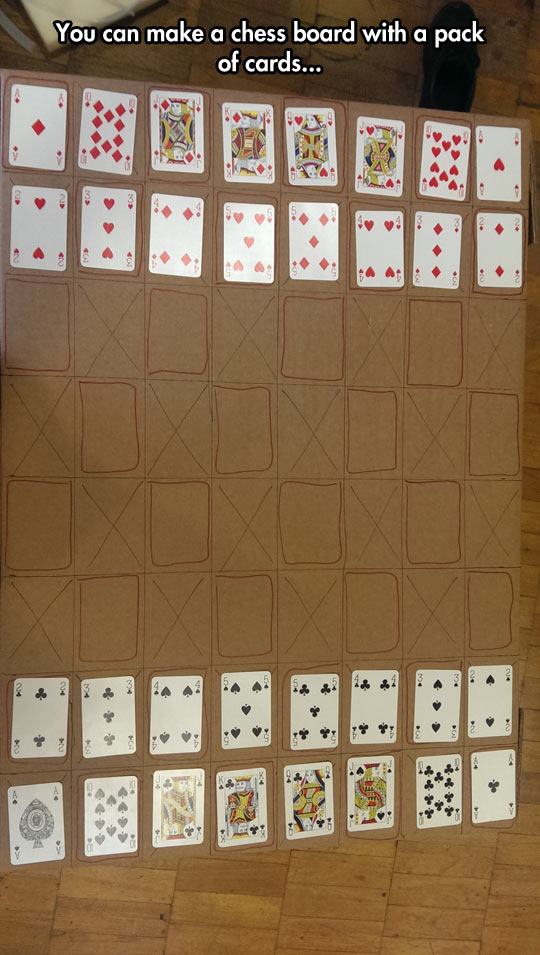 chess cards - You can make a chess board with a pack of cards... 42 3 Doo