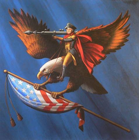 george washington riding a bald eagle
