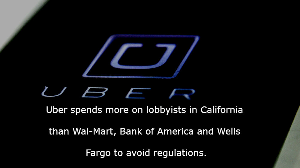 multimedia - ya Ube Uber spends more on lobbyists in California than WalMart, Bank of America and Wells Fargo to avoid regulations.