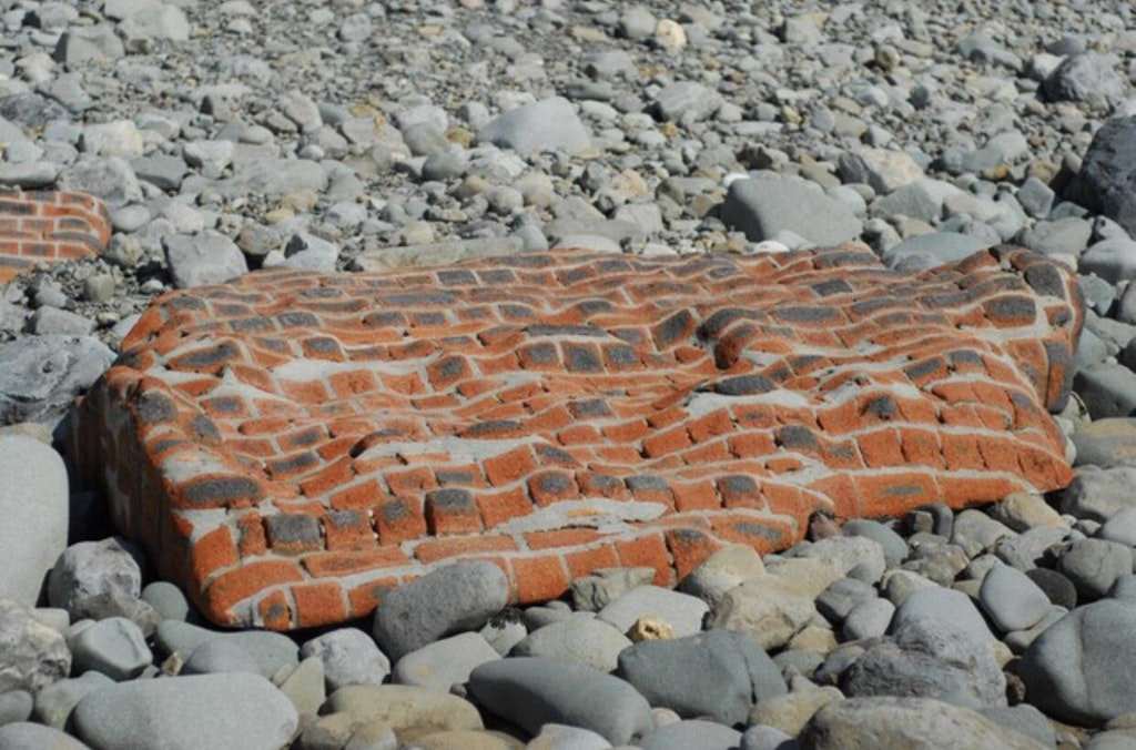 brick wall in ocean