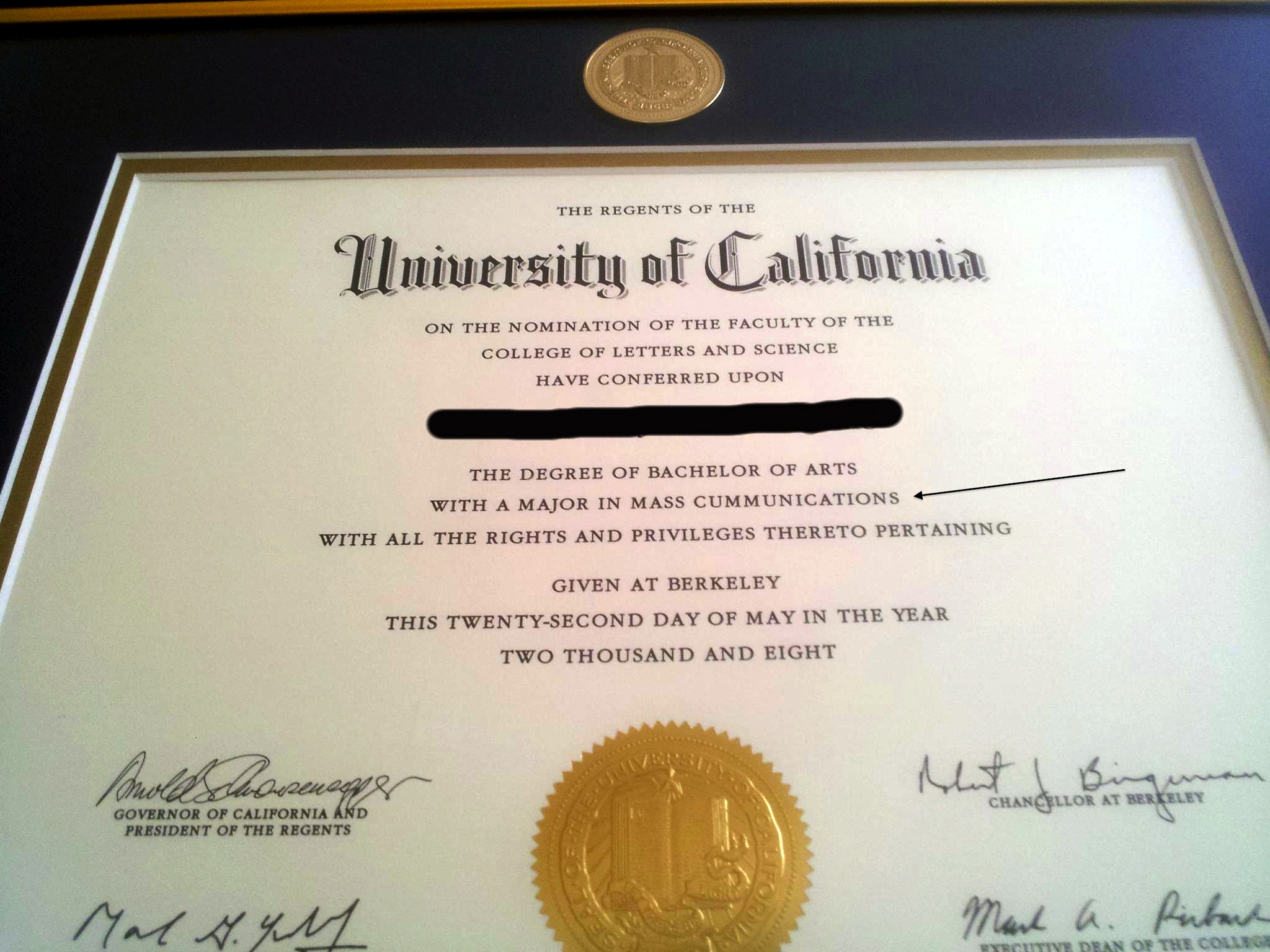This diploma hung on his wall for years before he noticed this horrible typo.