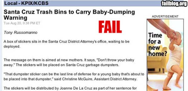 Please don't dump your babies. Please and thank you