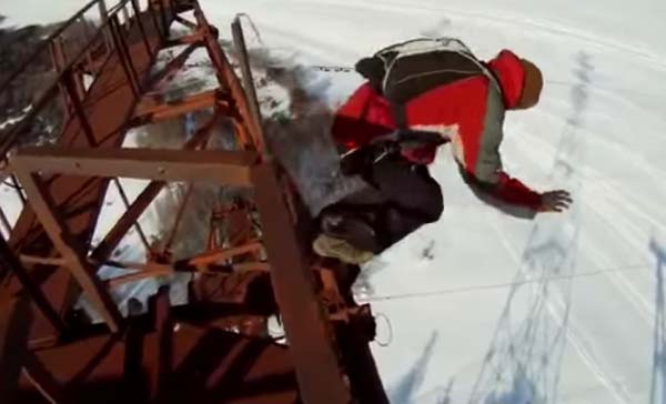 Russian Base Jumper: An unidentified base jumper survived a fall from a 400ft tower into snow. He suffered a broken vertebrate, pelvis and legs. Most believe that if it werent for the snow, he would be dead.