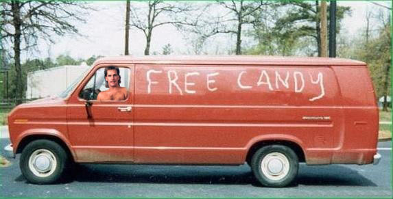 He also has ice cream and puppy dogs inside that van.