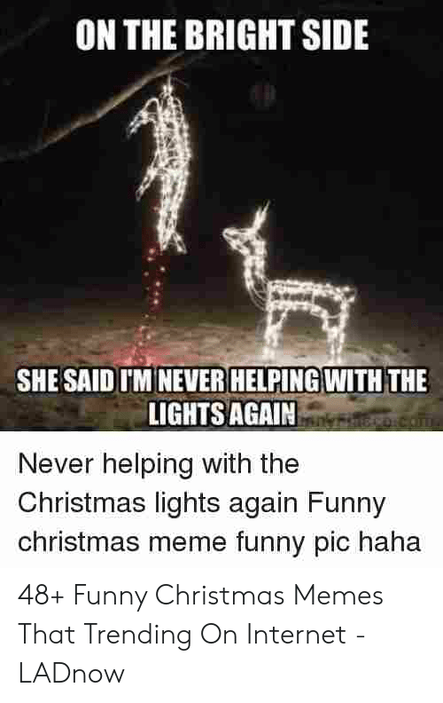 funny christmas memes - On The Bright Side She Said I'M Never Helping With The Lights Again Never helping with the Christmas lights again Funny christmas meme funny pic haha 48 Funny Christmas Memes That Trending On Internet LADnow