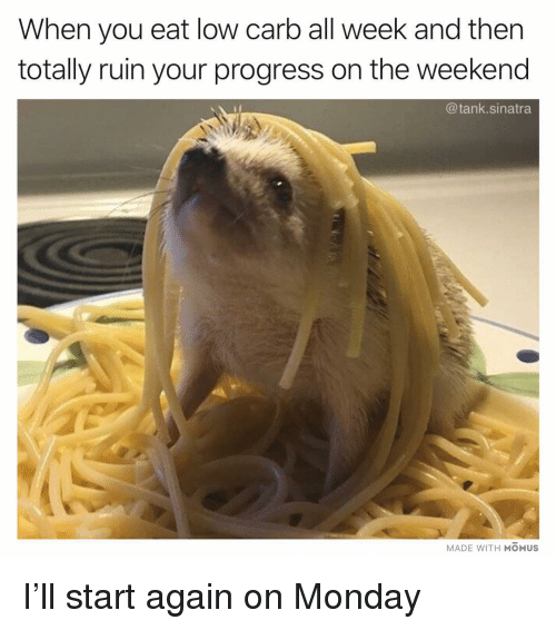 hedgehog pasta - When you eat low carb all week and then totally ruin your progress on the weekend .sinatra Made With Monus I'll start again on Monday