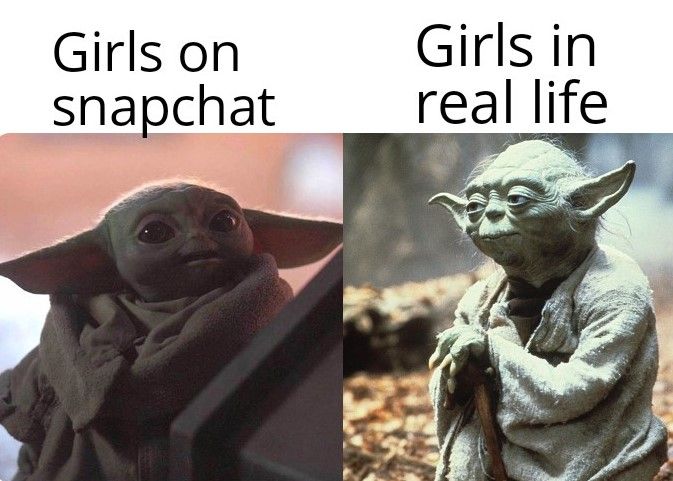 baby yoda and old yoda - Girls on snapchat Girls in real life