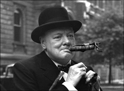 British Prime Minister Winston Churchill decides to take a smoke break...