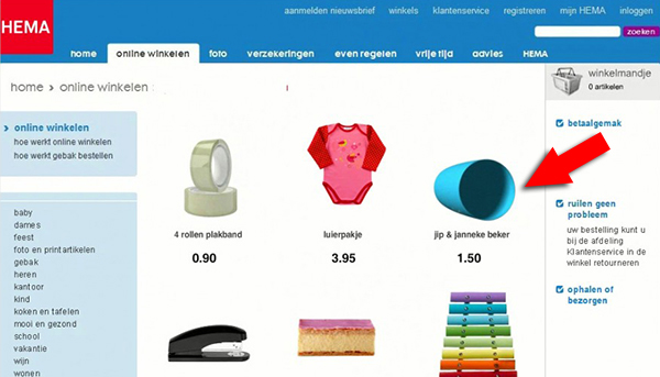 Go to the official website for the Dutch store HEMA and hover your cursor over the blue cup in the top row or just wait long enough. Then sit back and watch the sweet Rube Goldberg-style destruction.
