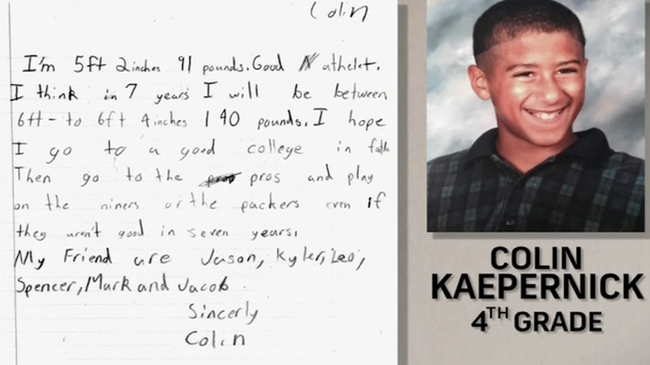 Although he's not a science fiction writer or inventor, let's give Colin Kaepernick credit for predicting that at nine years old he would play professional football. Dude, he even got the team right!