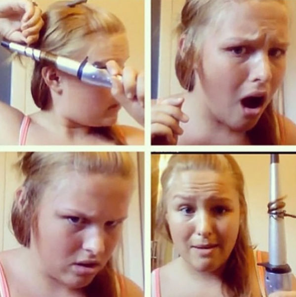 This terrible interaction between hair and a curling iron: