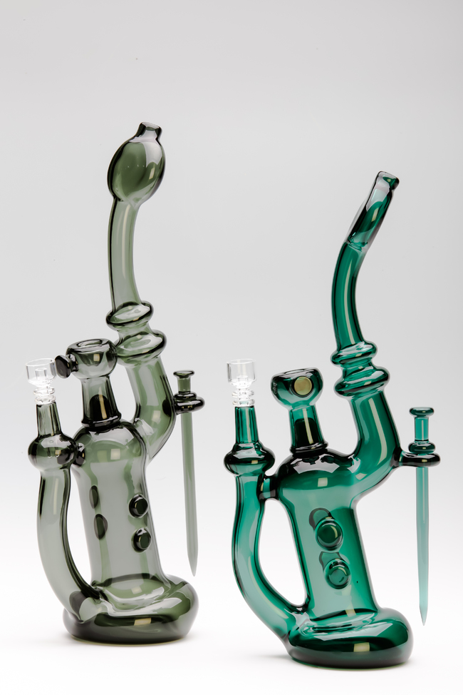 If you're not interested in portability, these "oil rigs" are a stylish alternative. These glass pipes filter the concentrate smoke through water for an even cleaner experience.