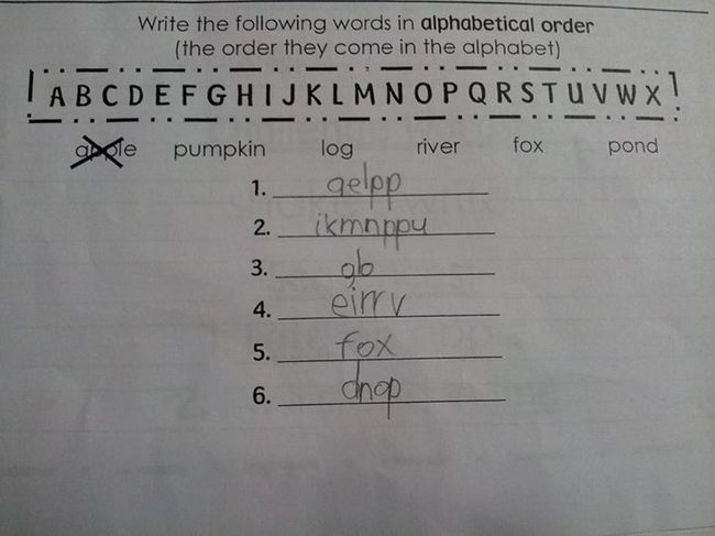 kids who beat the system - Write the ing words in alphabetical order the order they come in the alphabet I ABCDEFGHIJKLMNOPQRSTUVWX1 angle fox pond pumpkin log river 1._ gelpp 2._ikmoppy ob eirv fox 6. onop